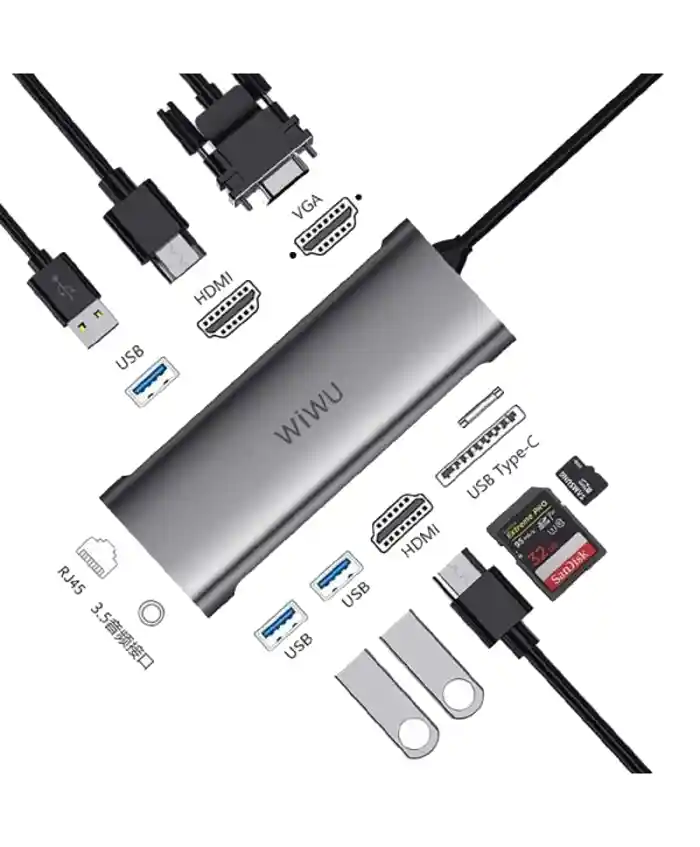 WiWU Alpha A11312H Dual HDMI 11-in-1 USB Type-C Hub